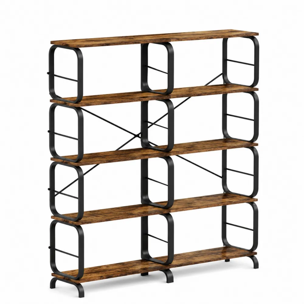 Estantería de Madera y Metal de 5 Niveles Marrón/Negro