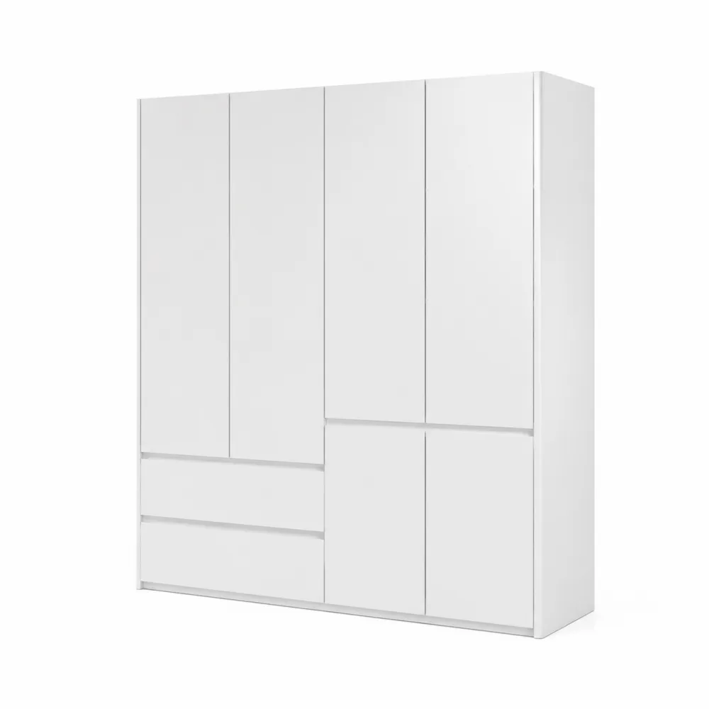 Armario de MDF Blanco con 6 Puertas y 2 Cajones 200x220x60 cm