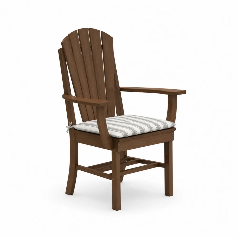 Silla de madera de acacia para exterior con cojín de algodón a rayas