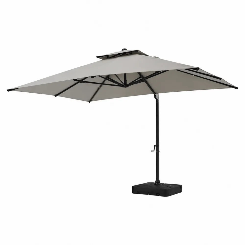 Sombrilla voladiza de jardín 300 cm poliéster Beige