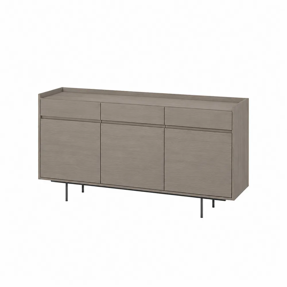 Aparador de madera MDF con estructura de metal, 150x40x80 cm Gris