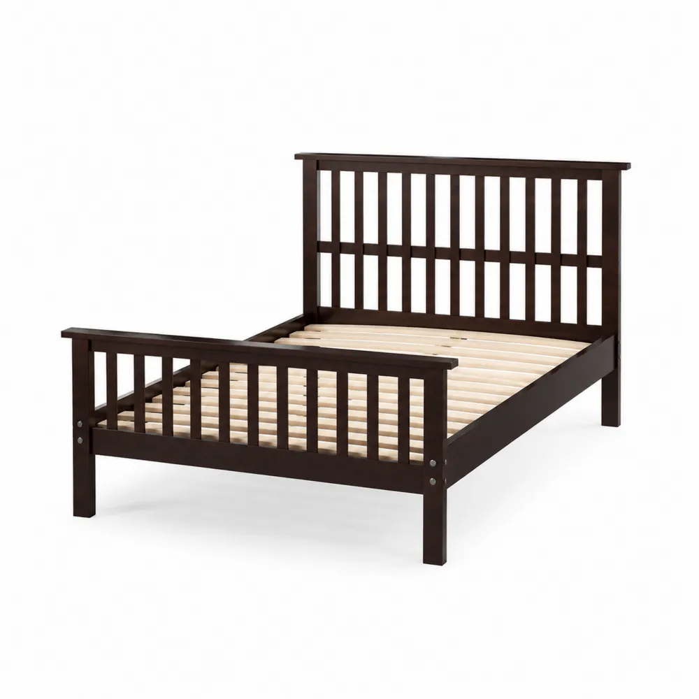 Cama de madera de pino marrón oscuro