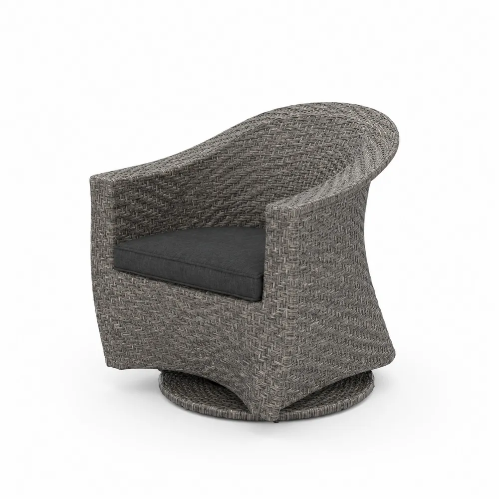 Silla Giratoria de Ratán Sintético Gris