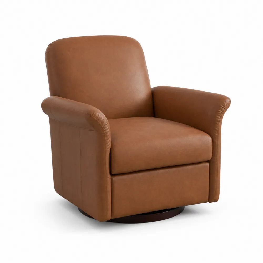 Sillón giratorio de piel sintética marrón