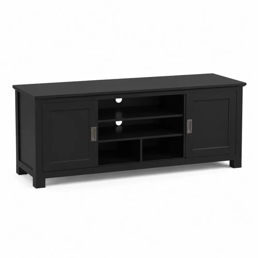Mueble de TV de Madera MDF Negro 120 cm