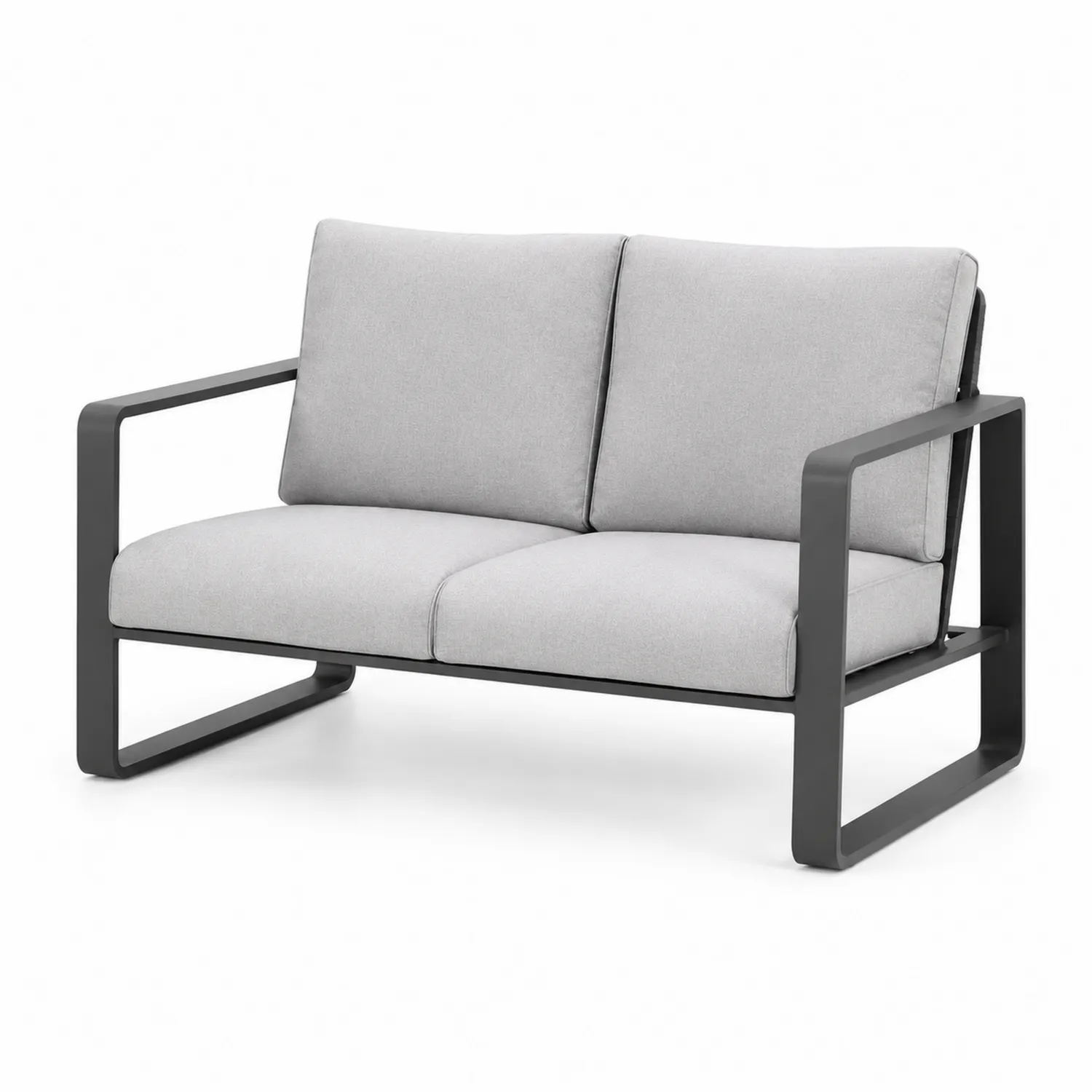 2-osobowa sofa z aluminium i tkaniny poliestrowej 130cm Szary