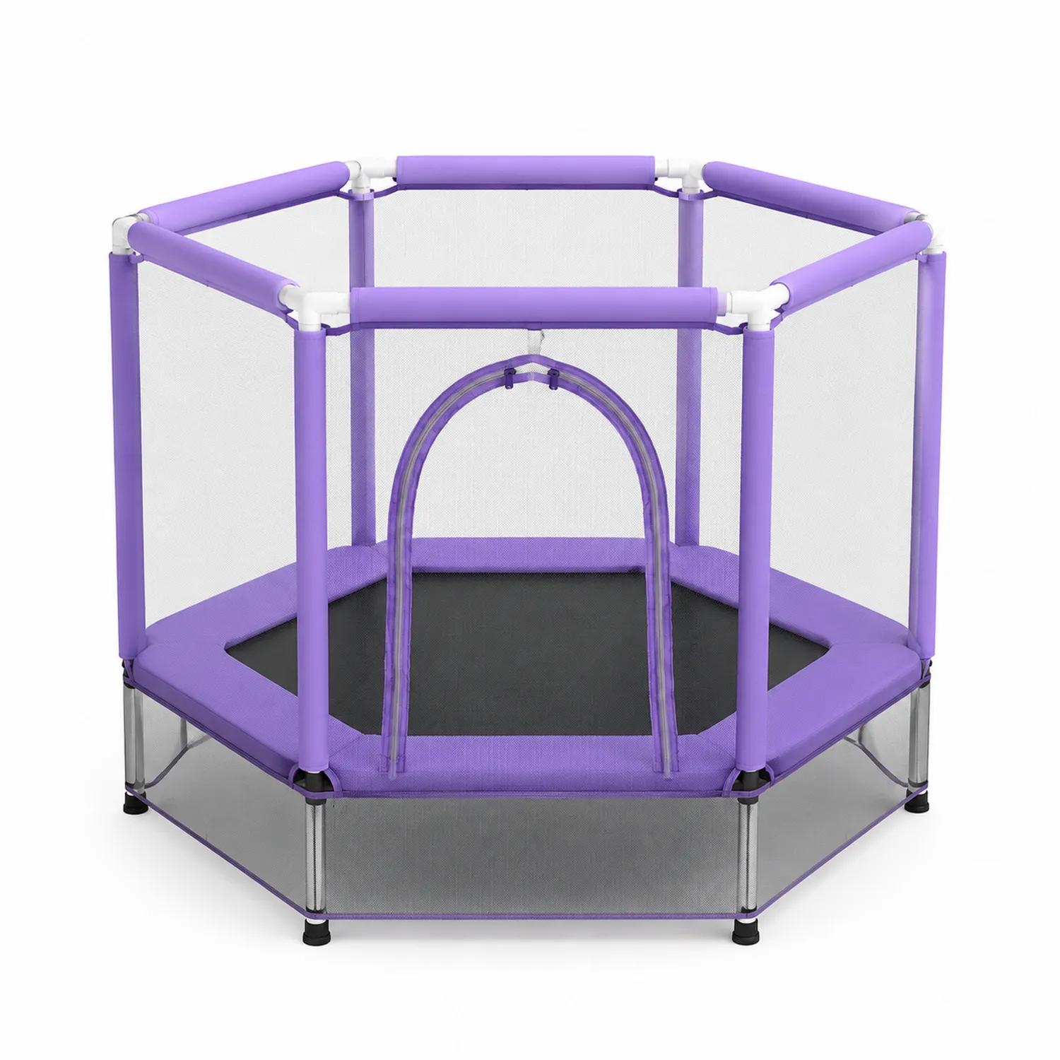 Trampolina Sześciokątna Dziecięca z Siatką Ochronną 140 cm Fioletowa