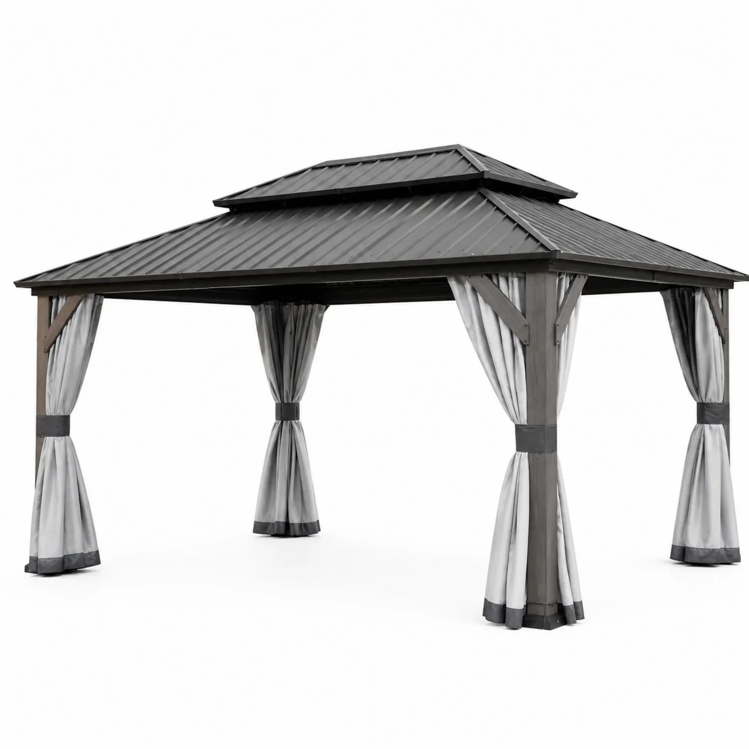 Altana ogrodowa metalowa 400x300 cm stal i aluminium z zasłonami