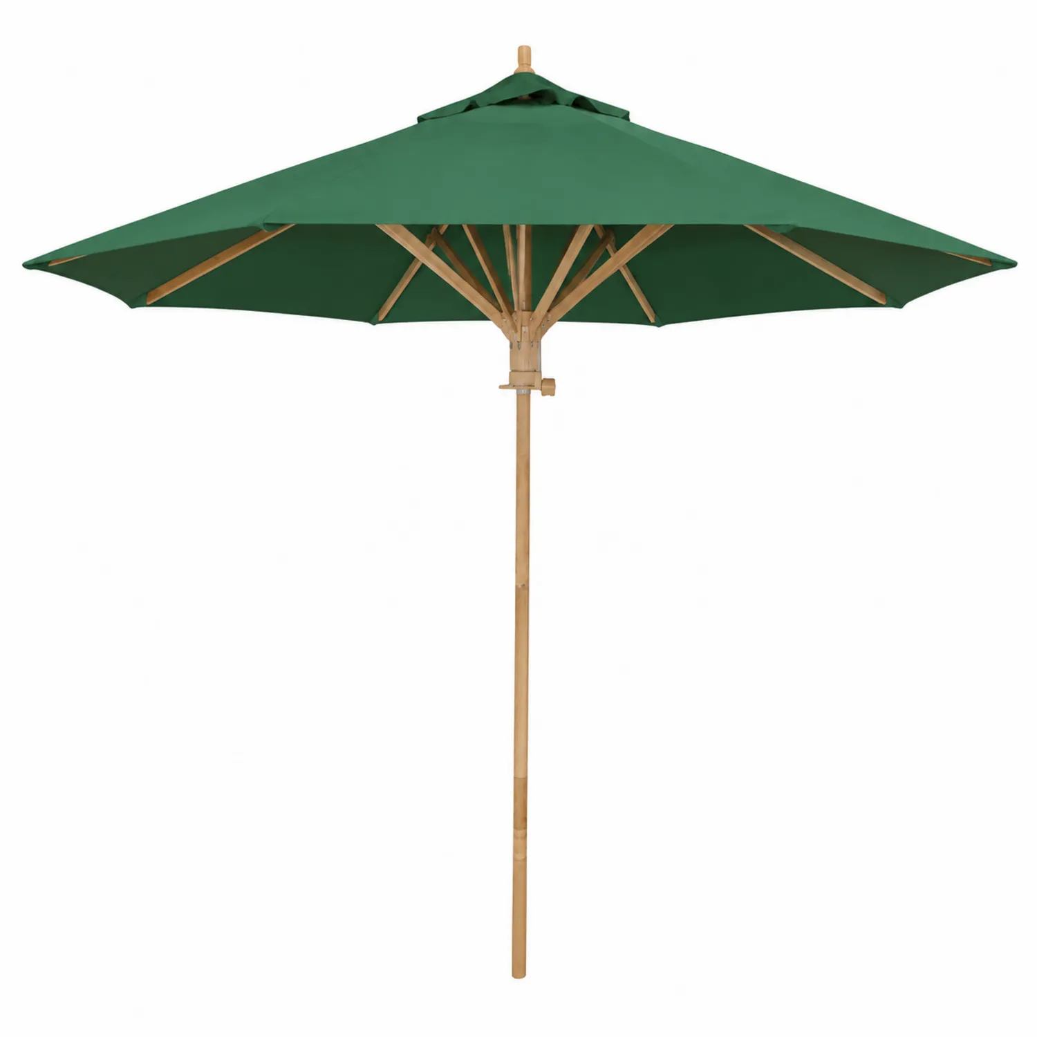 Parasol Okrągły 300 cm Drewniany Stelaż Poliester Zielony