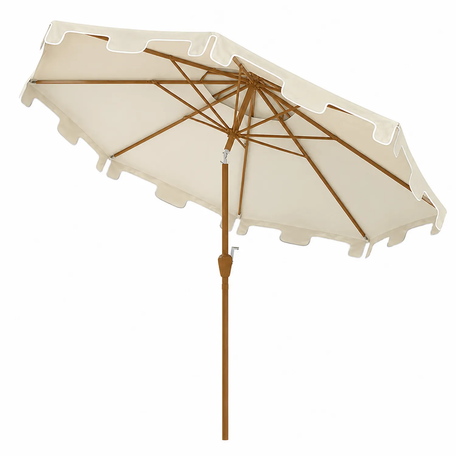 Parasol ogrodowy okrągły 300 cm drewniany poliester Beżowy