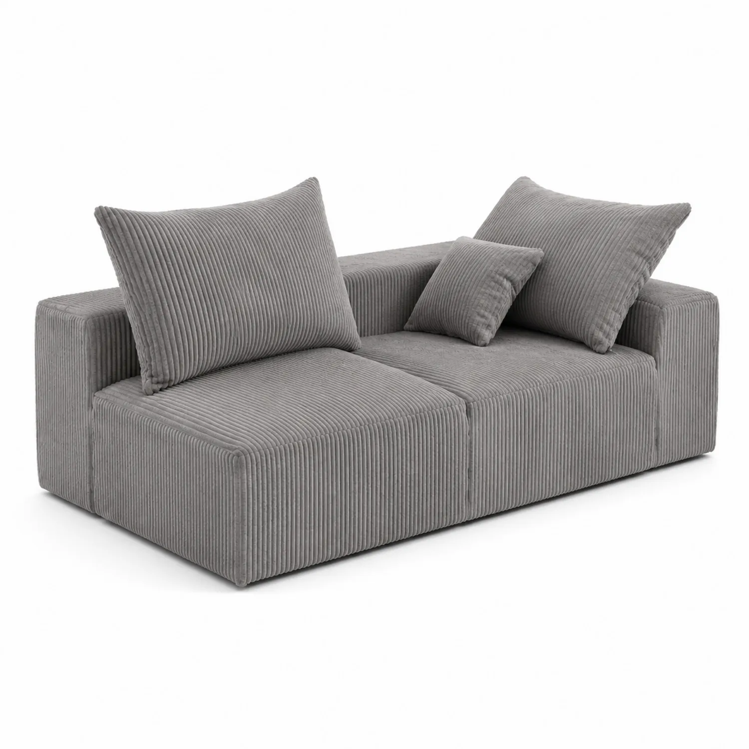 Sofa modułowa z poduszkami sztruks szara 220 cm