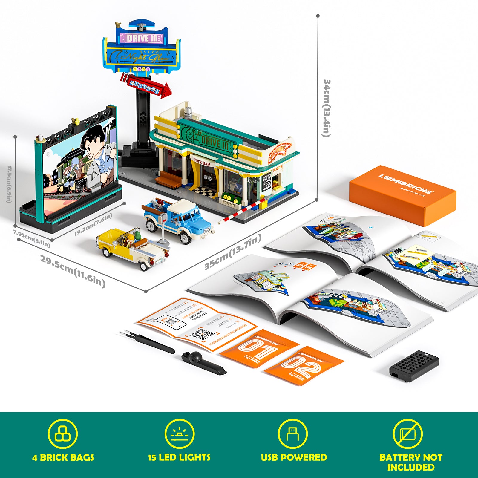 Retro building block set contents