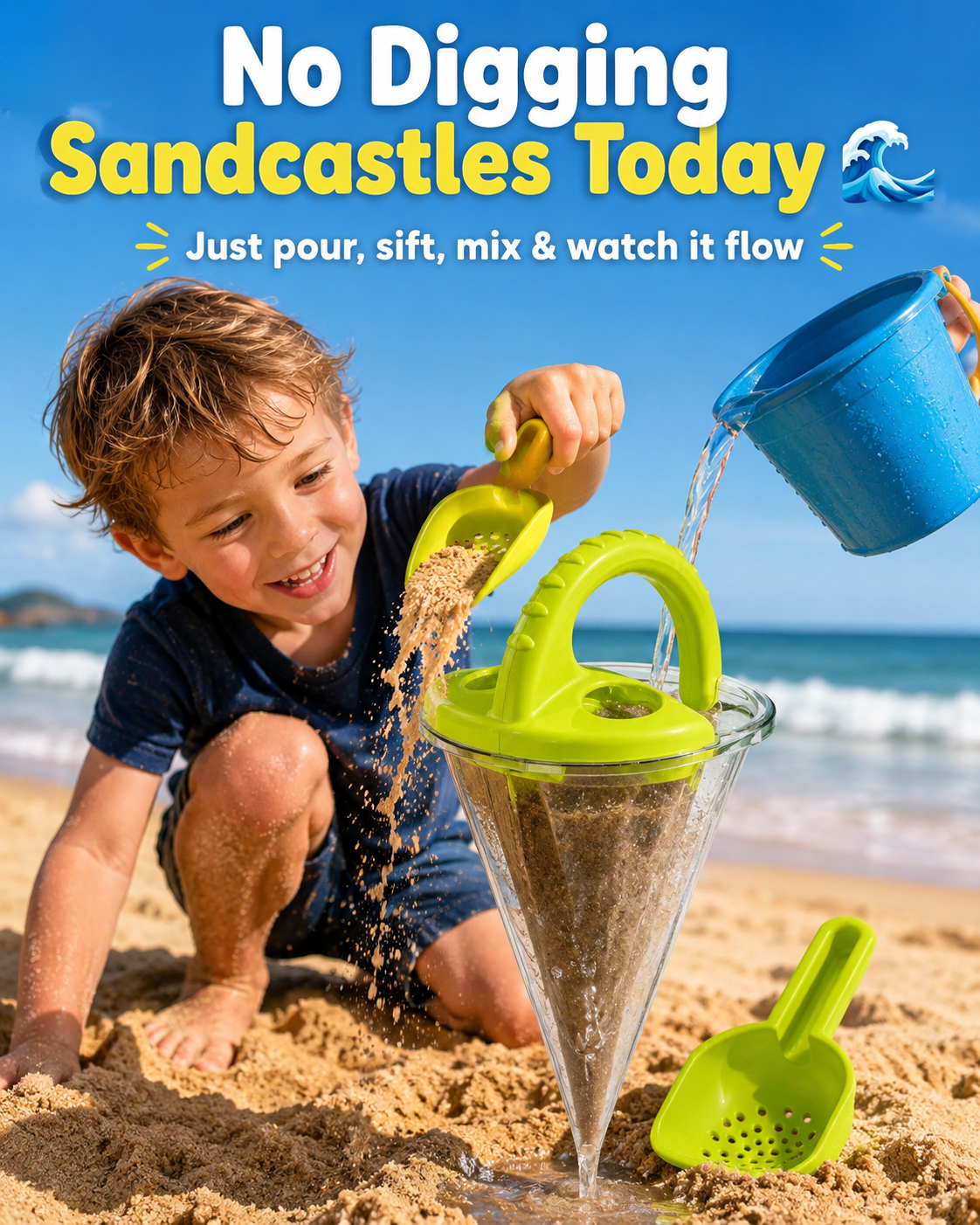 No digging sandcastles today sand and water funnel toy