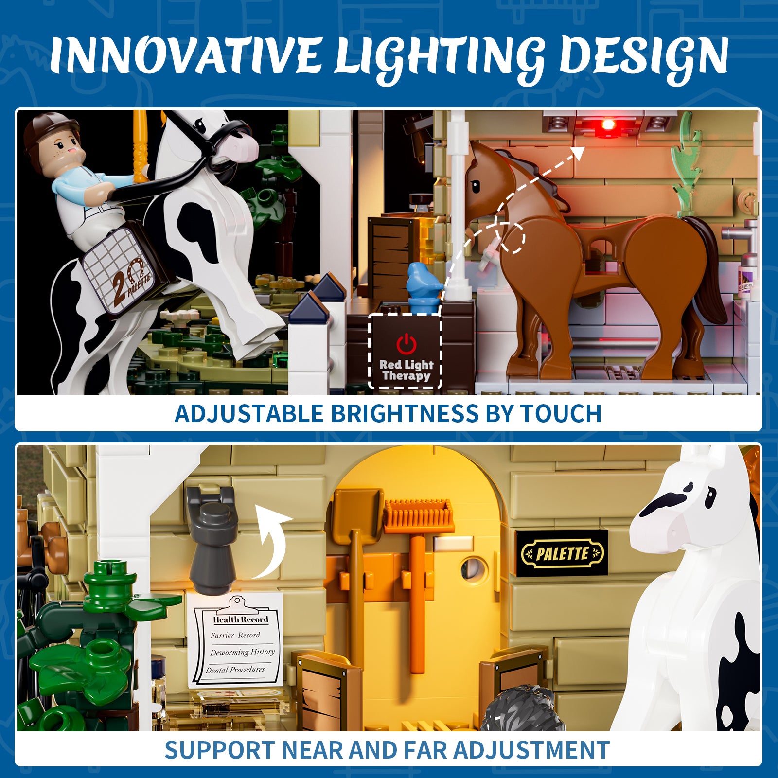 Lumibricks Horse Stable F9080 – Detail View of Building Accessories and Minifigure Parts