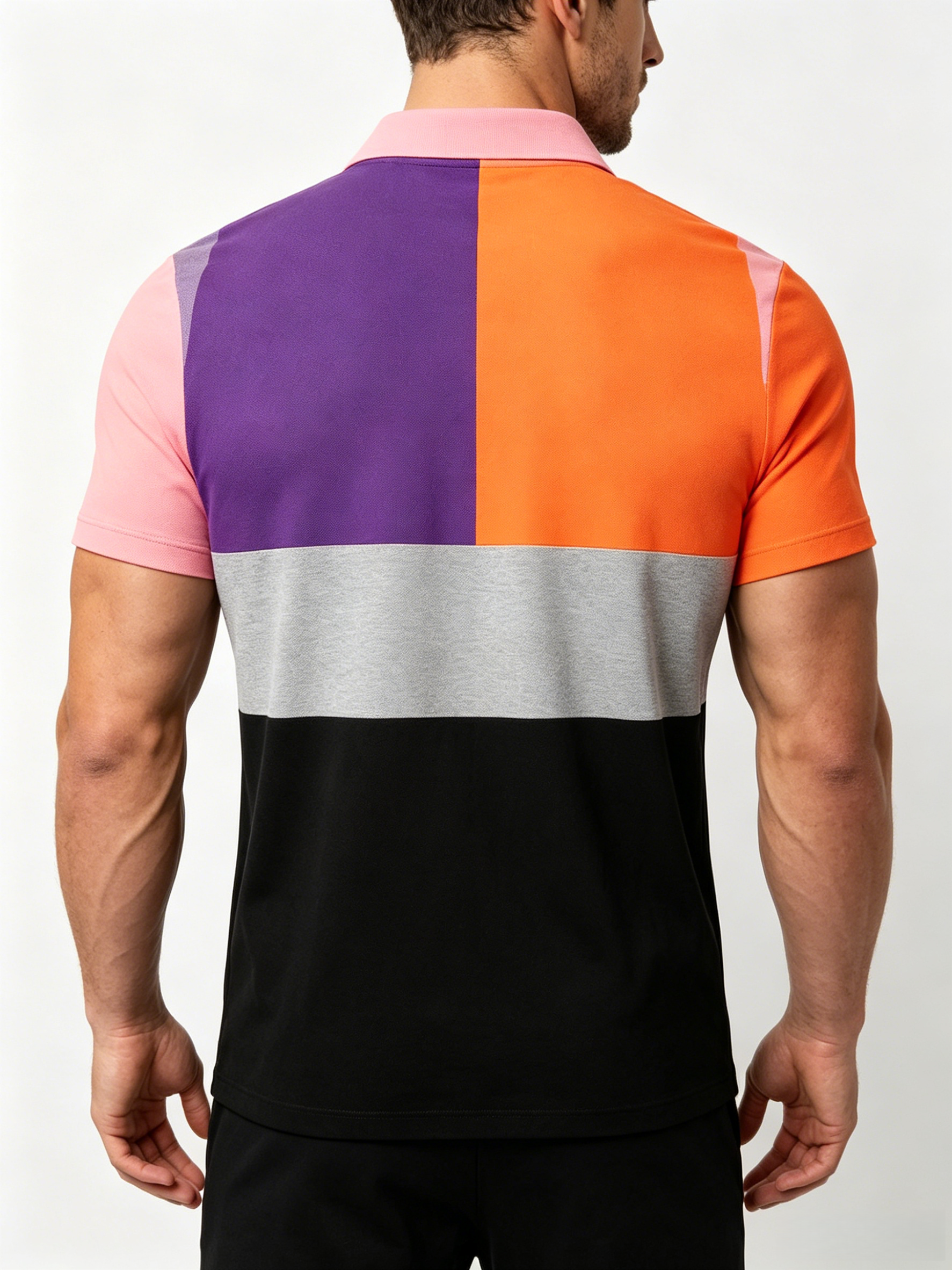 Men's Summer Retro Block-Print Polo Shirt