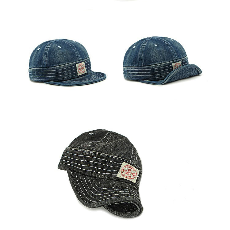 Retro Denim Flip Hat Beret Casual Cap Adjustable Hat