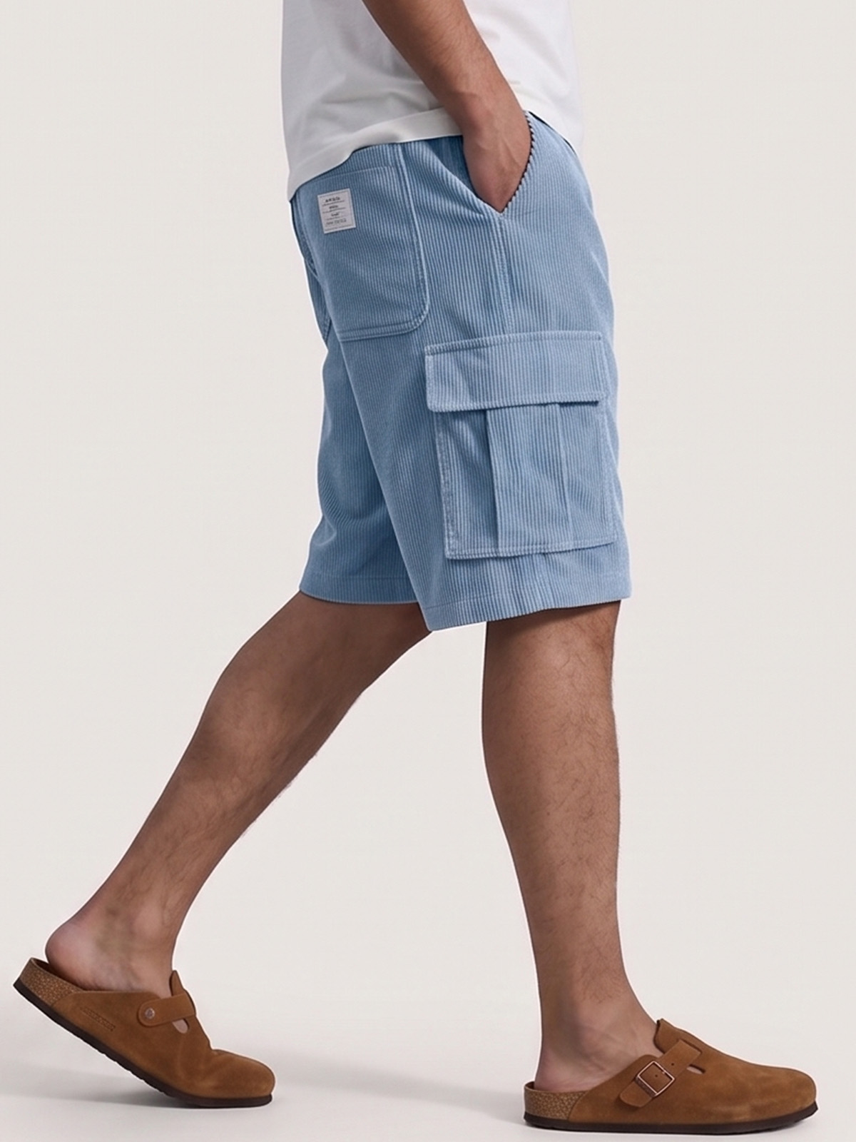 Practical Multi-Pocket Corduroy-Texture Work Shorts