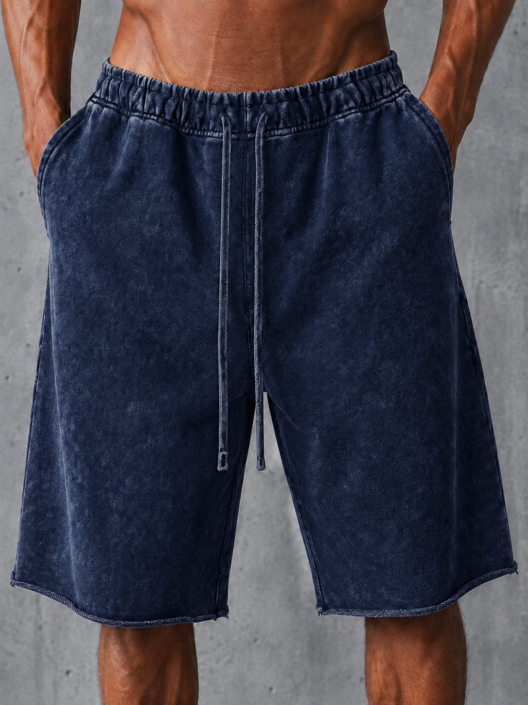 Stylish Heavyweight Distressed Cotton Drawstring Wide-Leg Sweatpants – Vintage Style