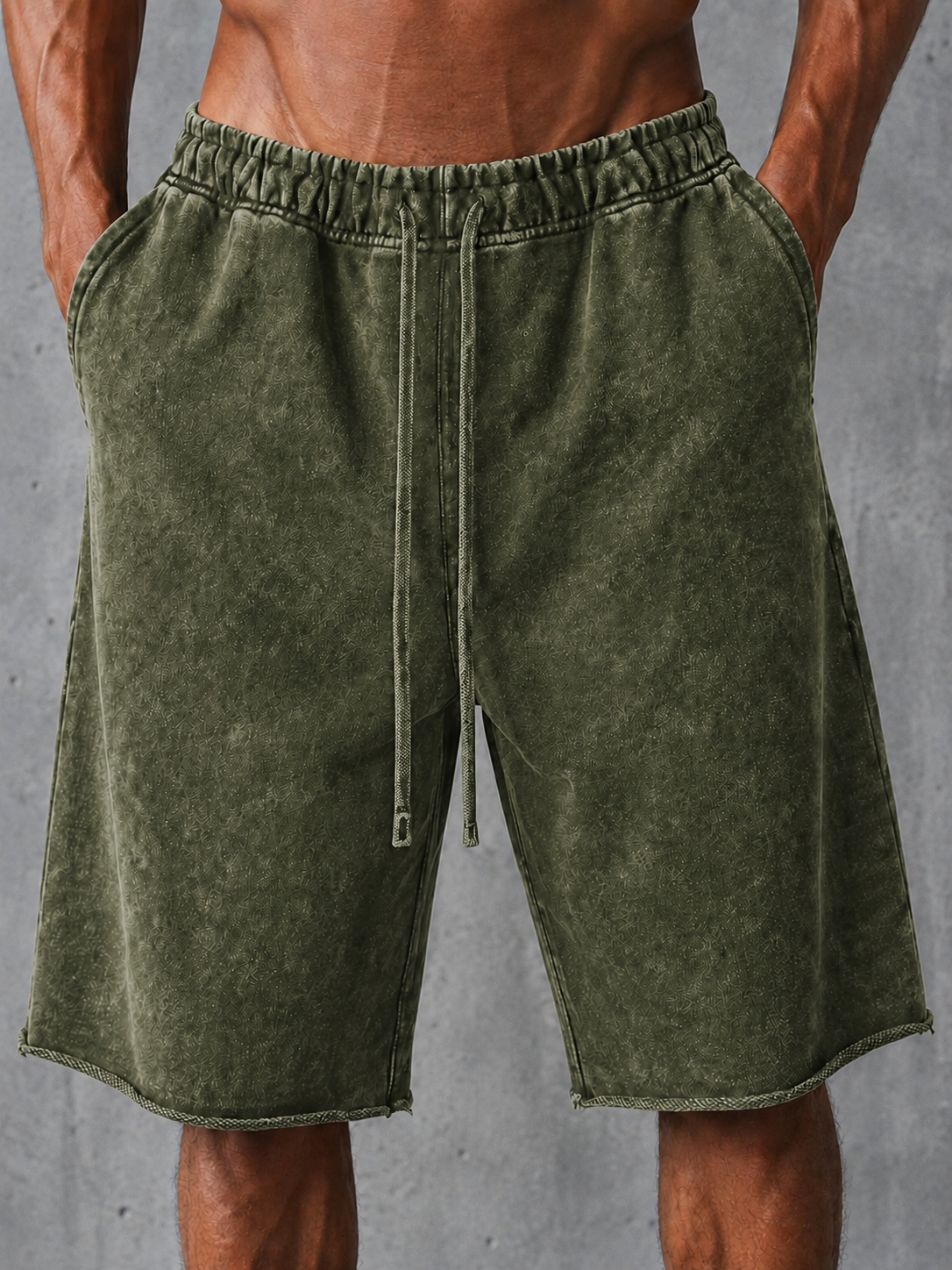Stylish Heavyweight Distressed Cotton Drawstring Wide-Leg Sweatpants – Vintage Style