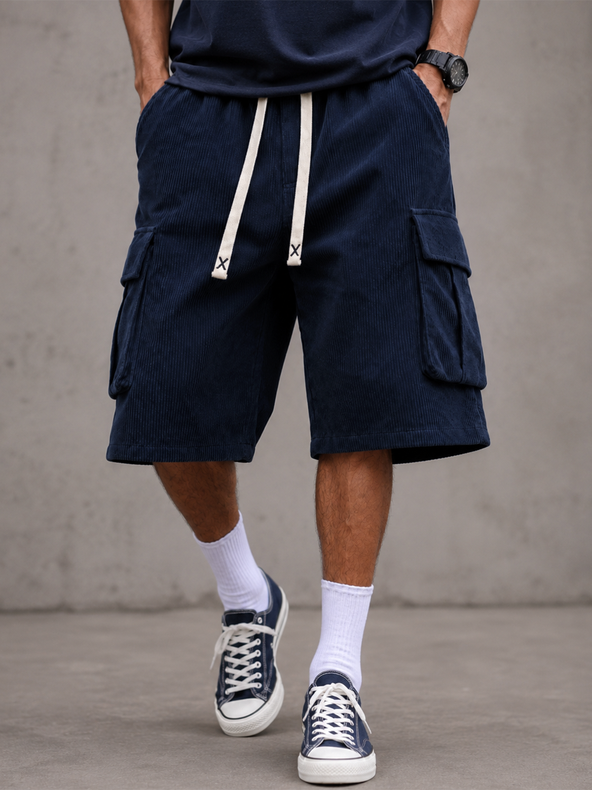 Stylish Corduroy Practical Multiple pockets Vintage Cargo Shorts
