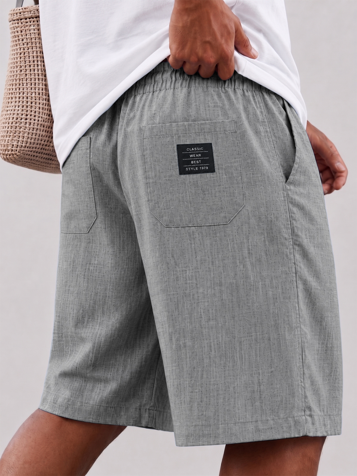 Breathable Hemp-Linen Blend Multi-Pocket Vacation-Style Shorts