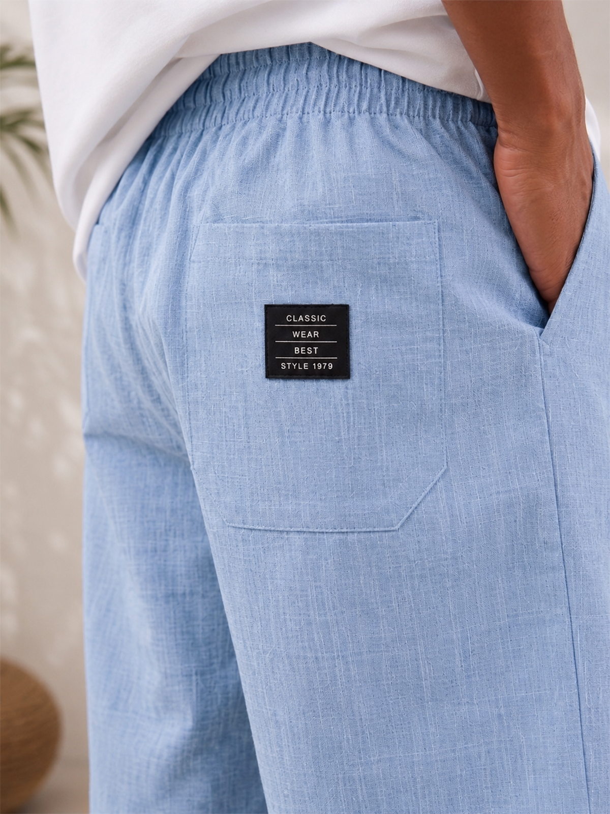 Breathable Hemp-Linen Blend Multi-Pocket Vacation-Style Shorts