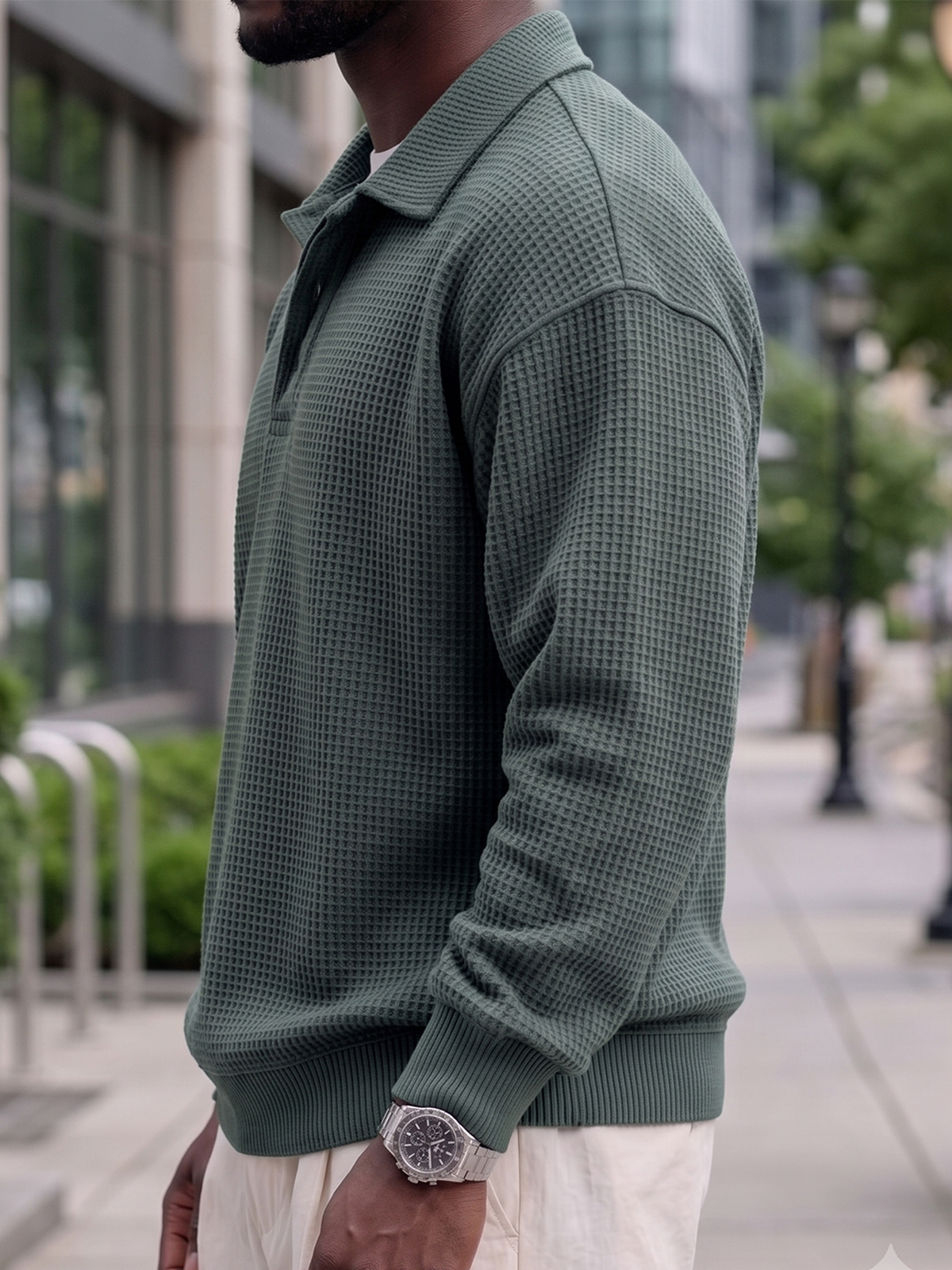 Urban Casual Waffle-Knit Polo Shirt