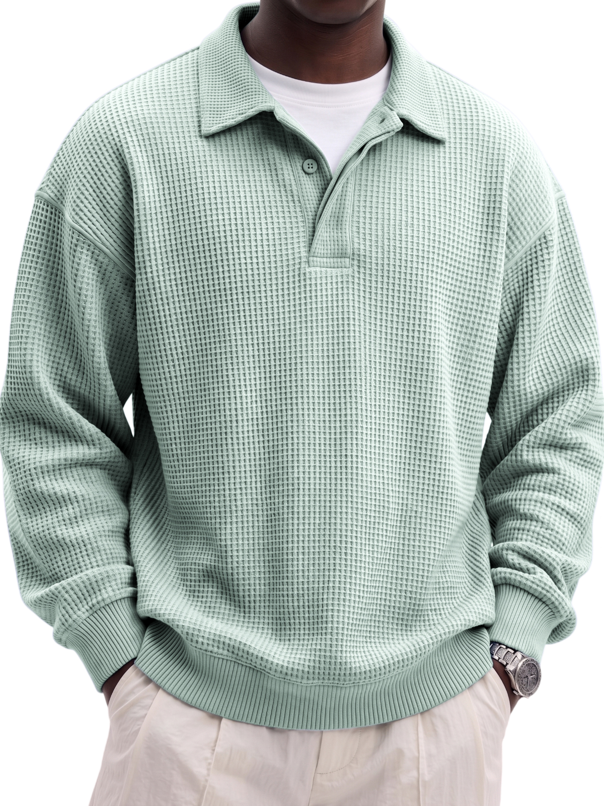 Urban Casual Waffle-Knit Polo Shirt