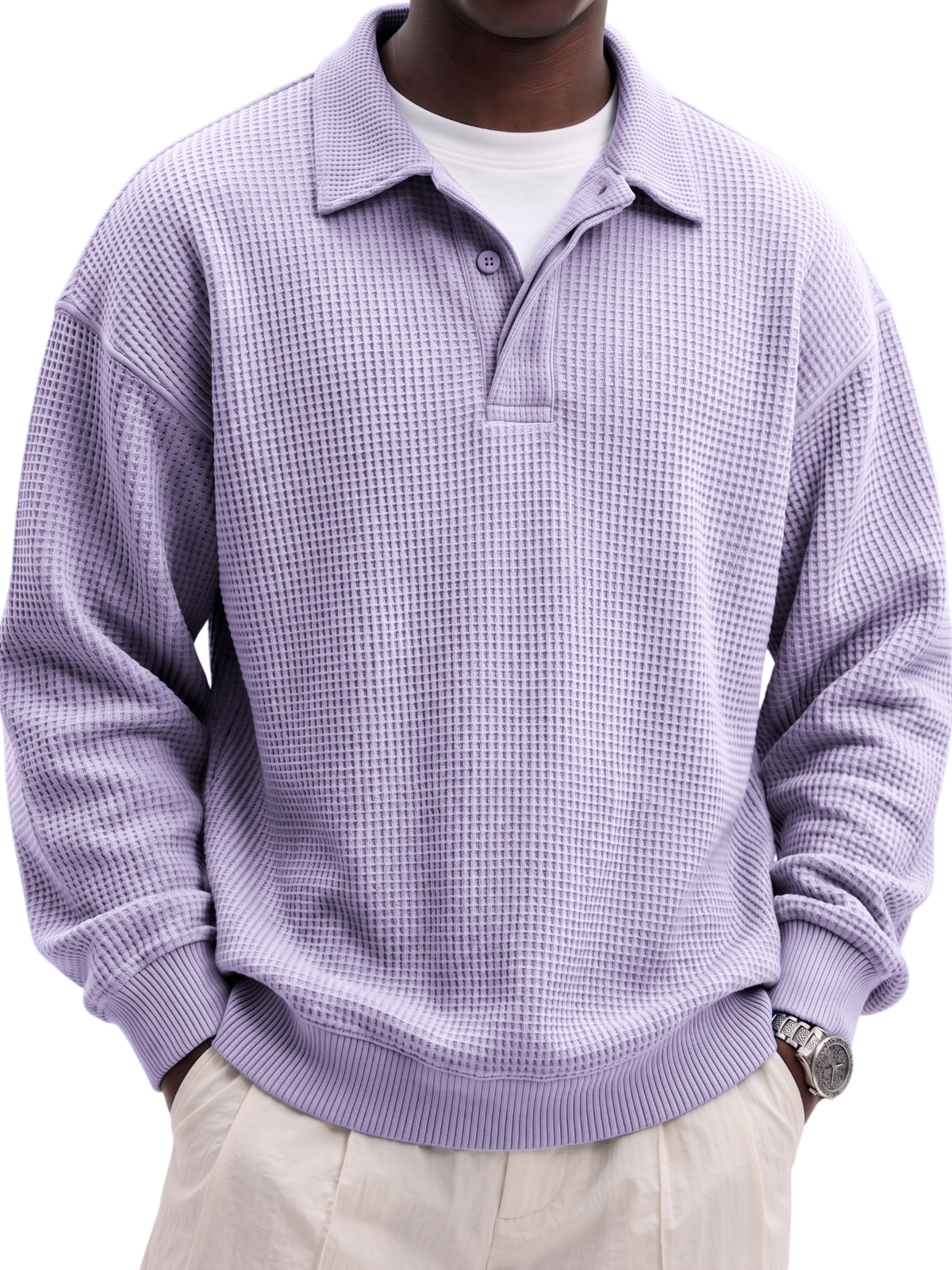 Urban Casual Waffle-Knit Polo Shirt