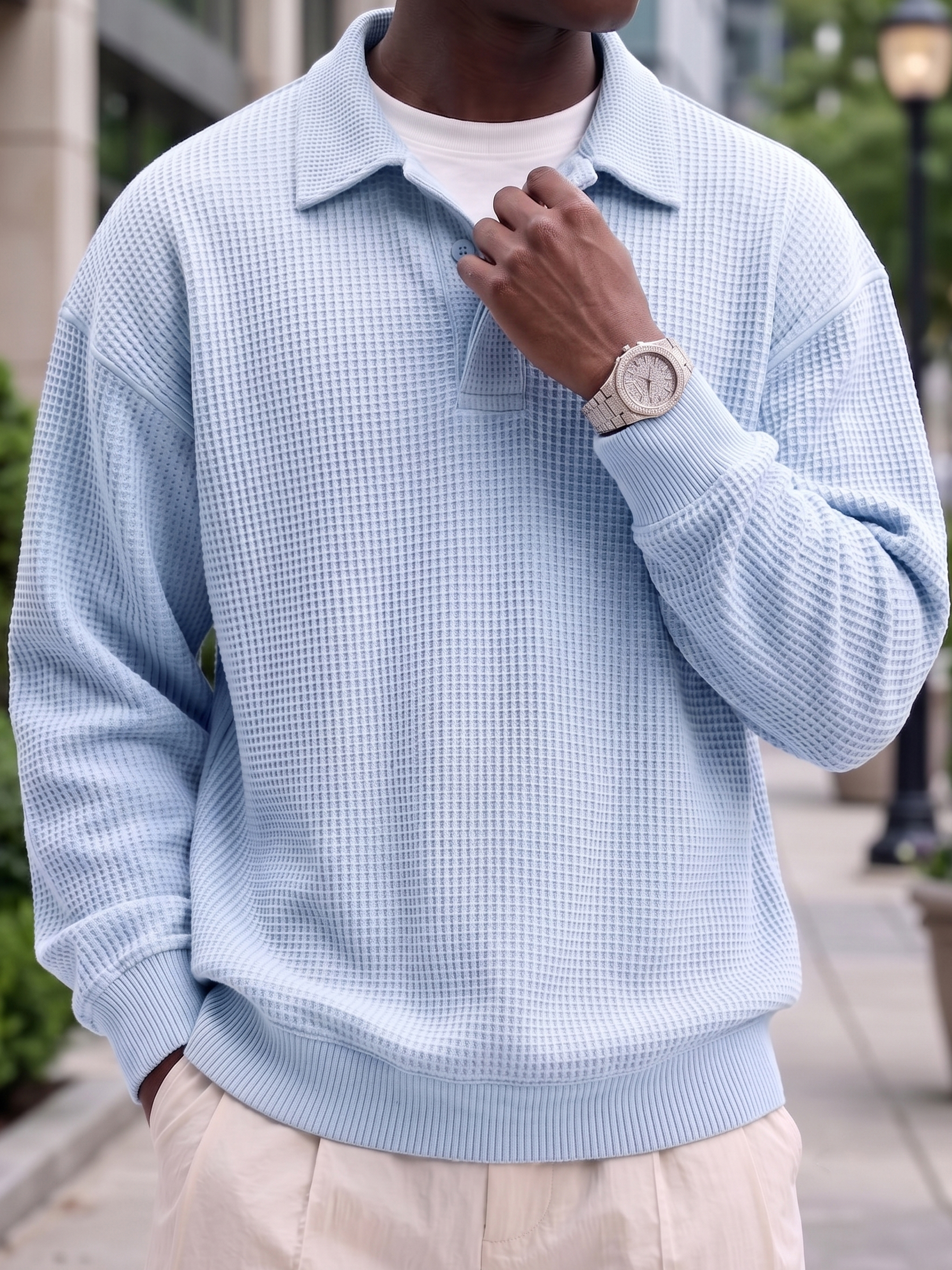 Urban Casual Waffle-Knit Polo Shirt