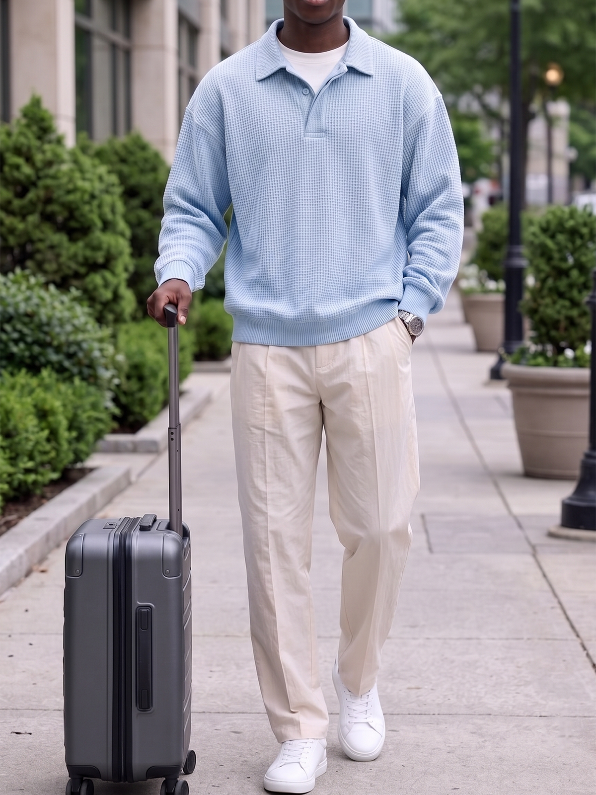 Urban Casual Waffle-Knit Polo Shirt