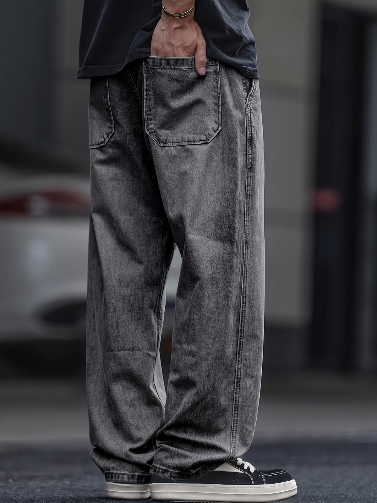 Stylish Retro Distressed Basic Wide-Leg Trousers
