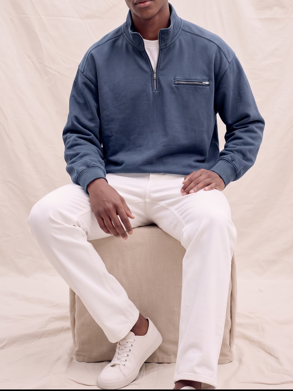 French Terry Multi-zip Pullover Sweatshirt