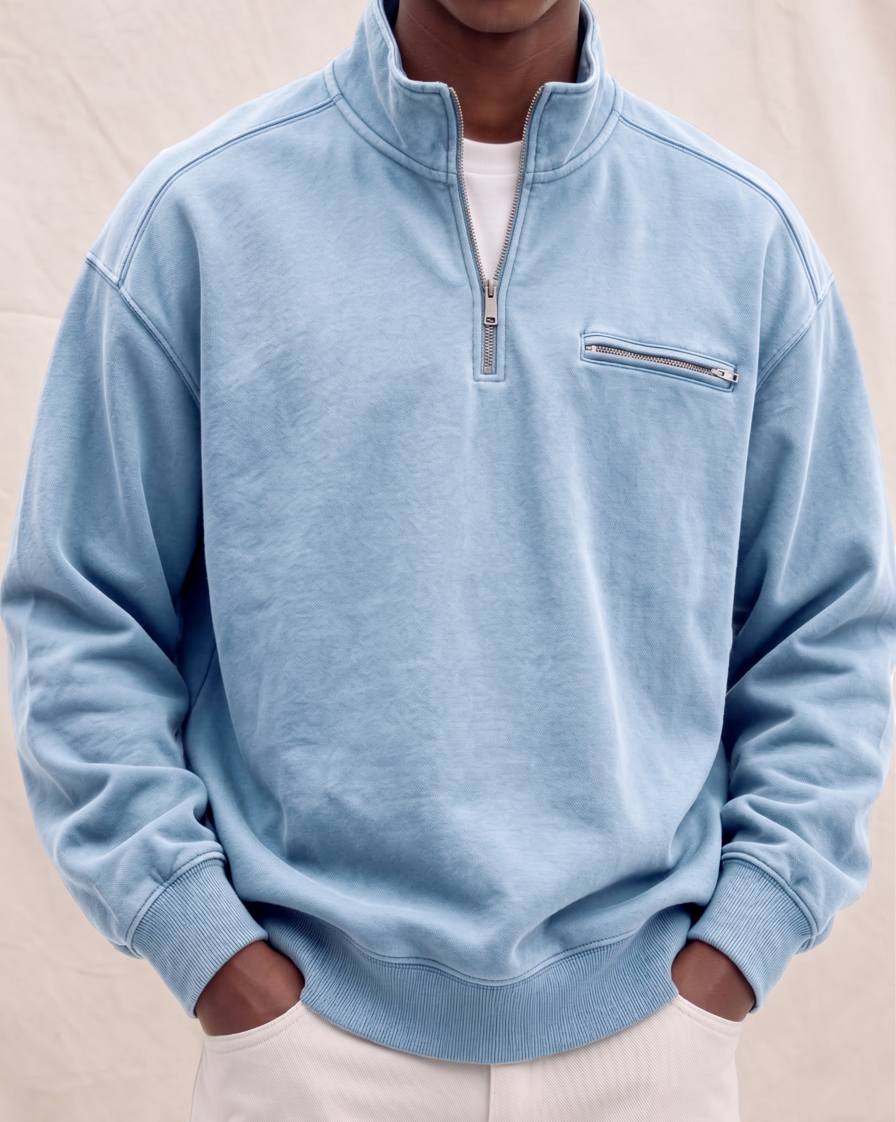 French Terry Multi-zip Pullover Sweatshirt