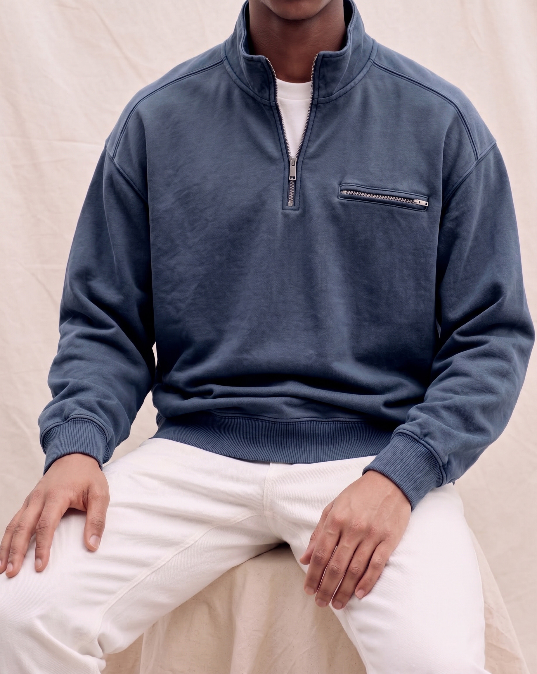 French Terry Multi-zip Pullover Sweatshirt