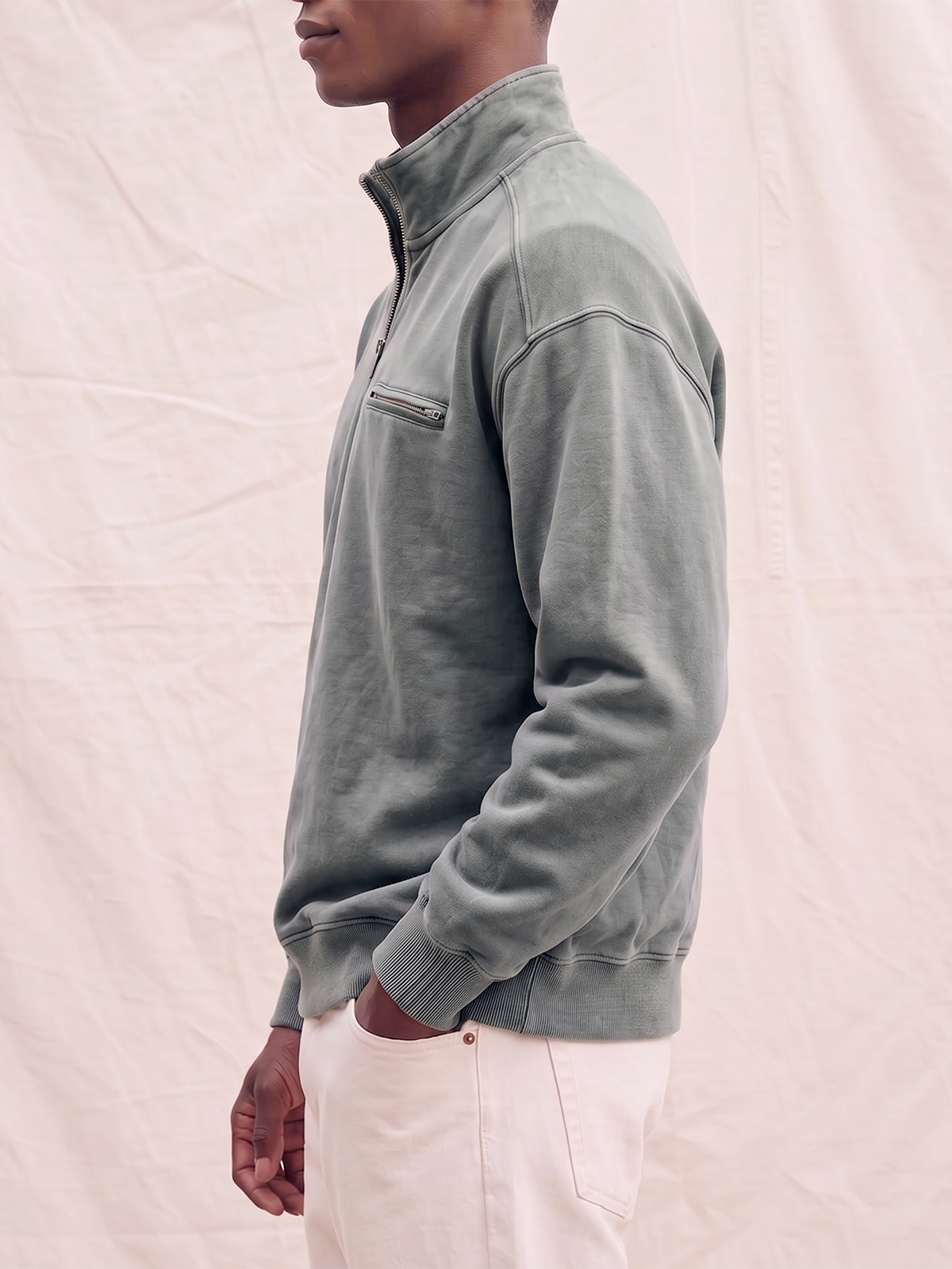 French Terry Multi-zip Pullover Sweatshirt
