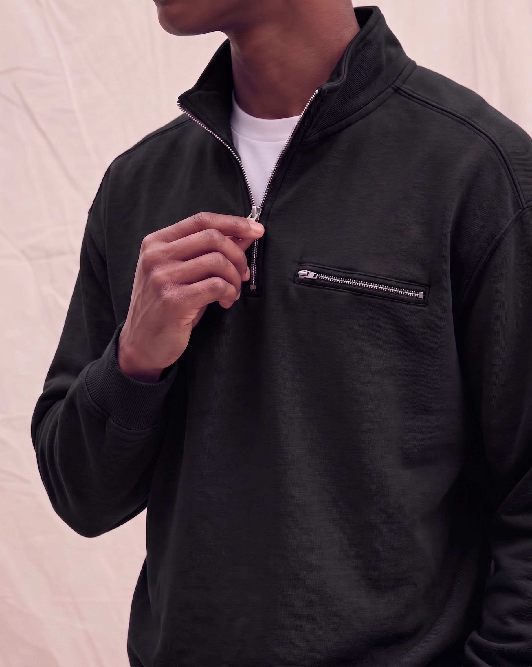French Terry Multi-zip Pullover Sweatshirt