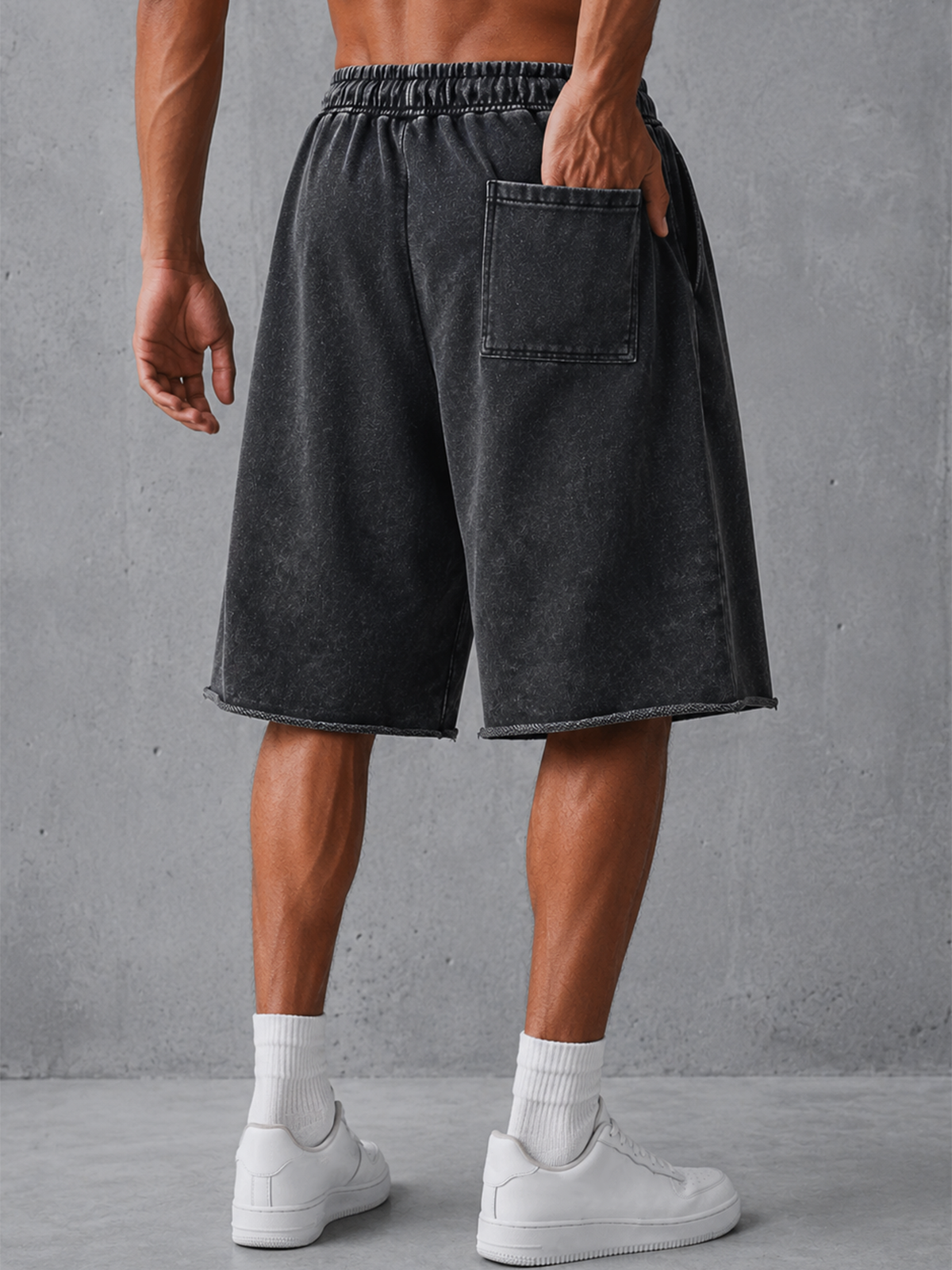 Stylish Heavyweight Distressed Cotton Drawstring Wide-Leg Sweatpants – Vintage Style