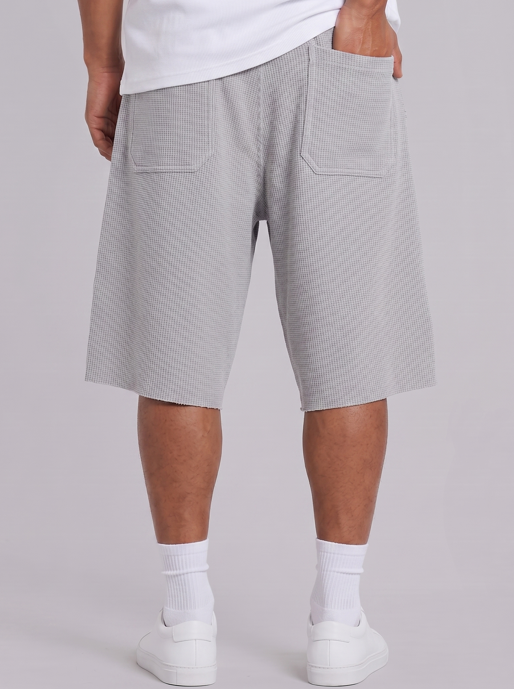 Breathable Waffle-Knit Textured Shorts with Vintage Deep Patch Pockets
