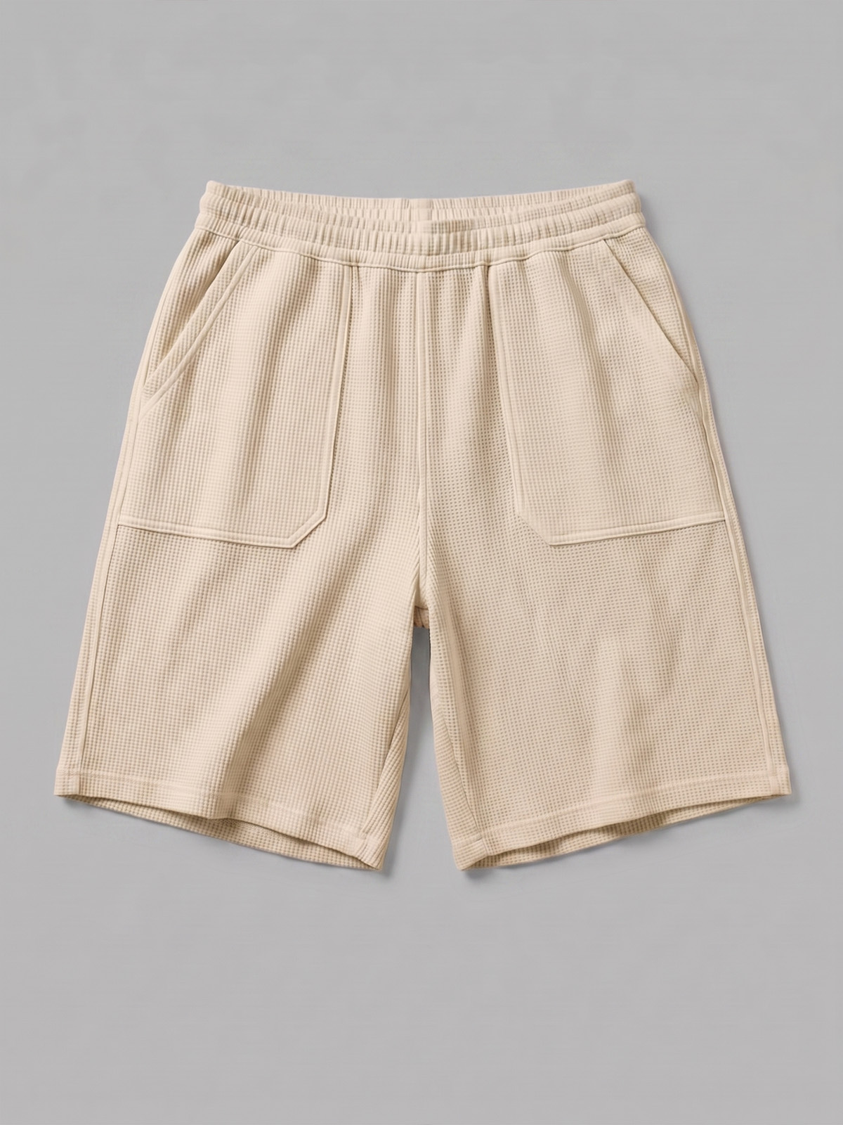 Breathable Waffle-Knit Textured Shorts with Vintage Deep Patch Pockets