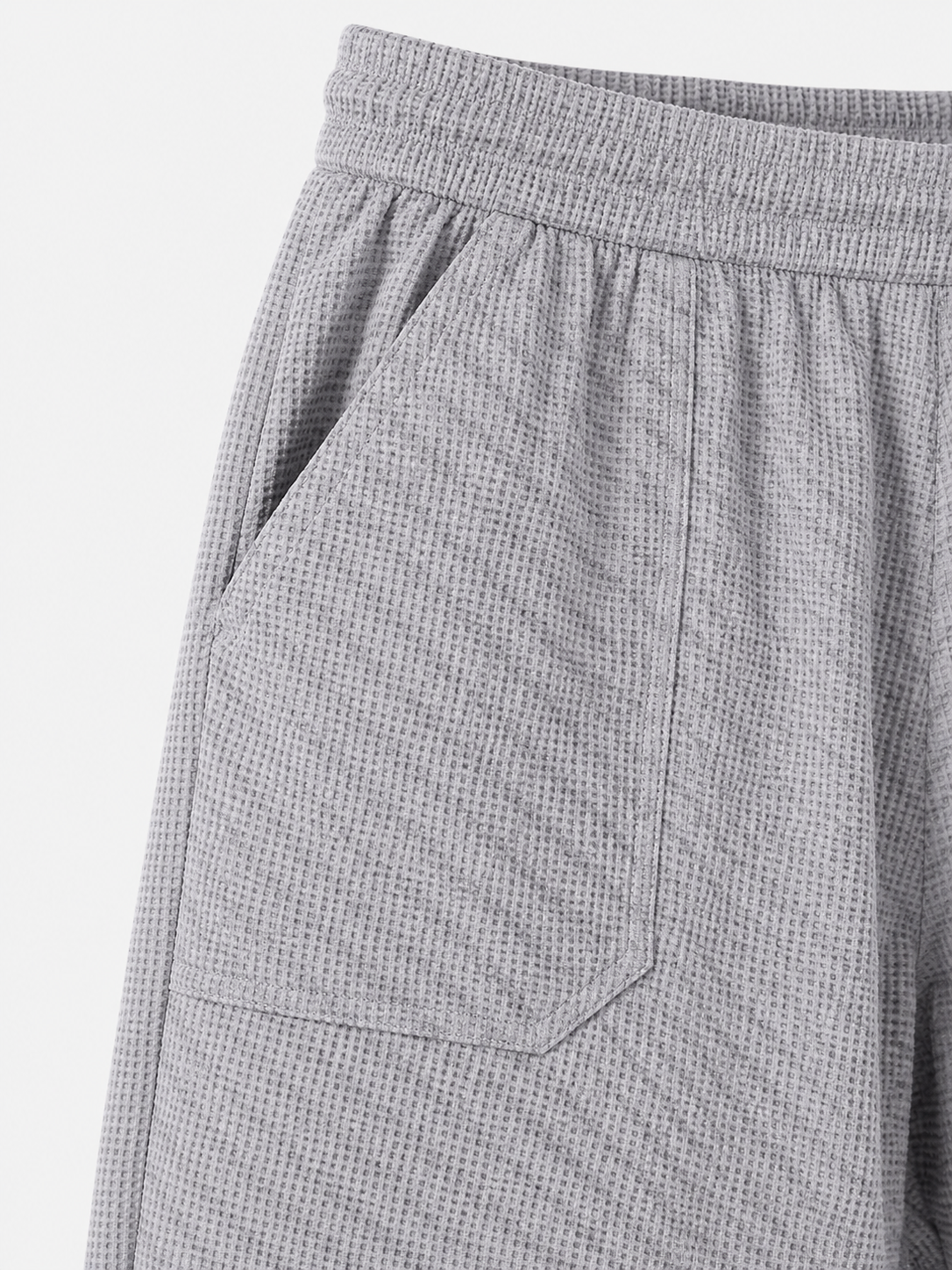 Breathable Waffle-Knit Textured Shorts with Vintage Deep Patch Pockets