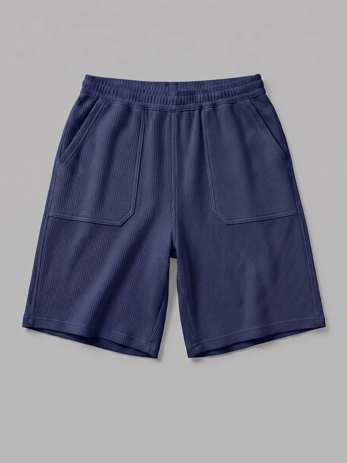 Breathable Waffle-Knit Textured Shorts with Vintage Deep Patch Pockets