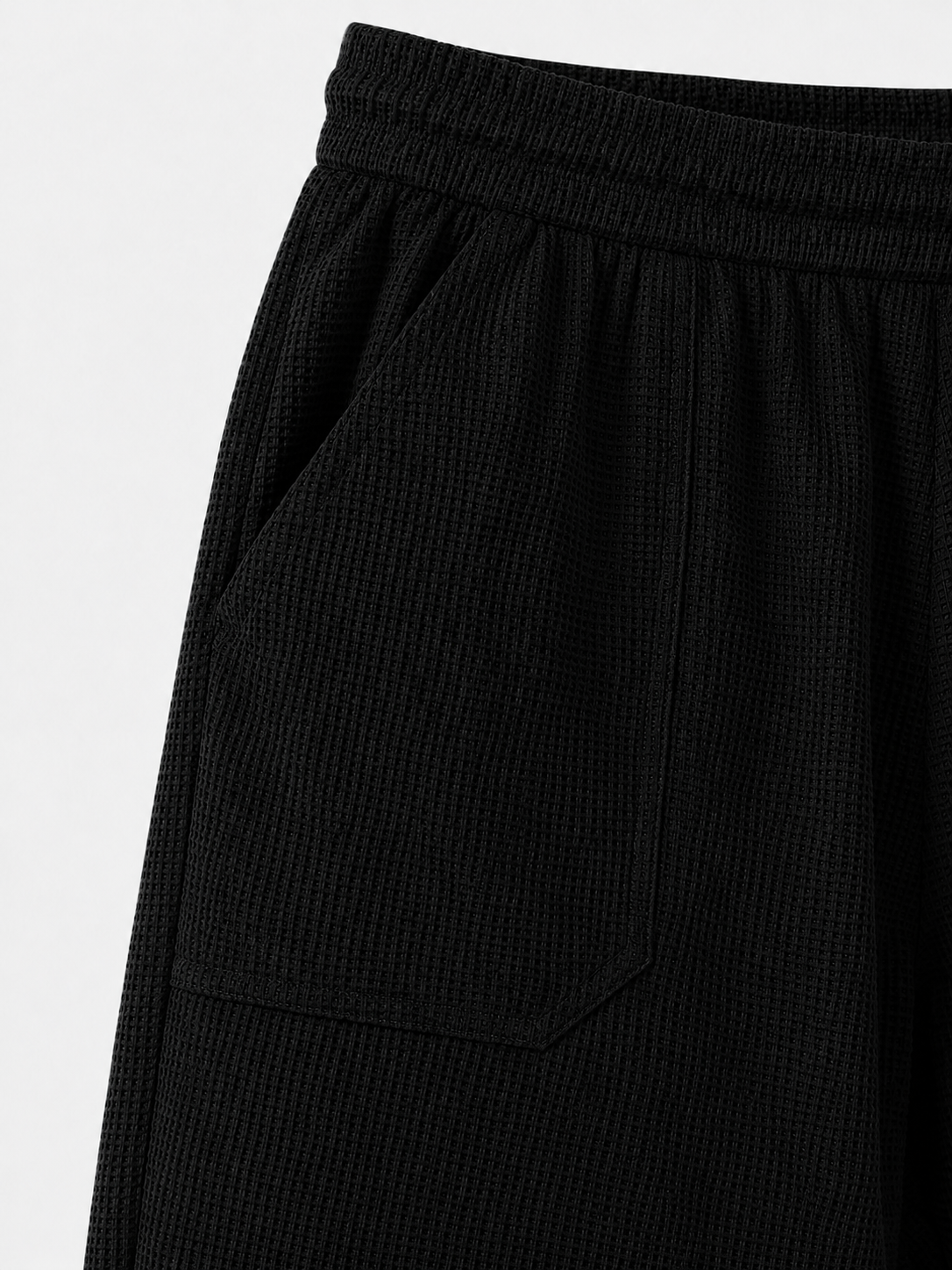 Breathable Waffle-Knit Textured Shorts with Vintage Deep Patch Pockets
