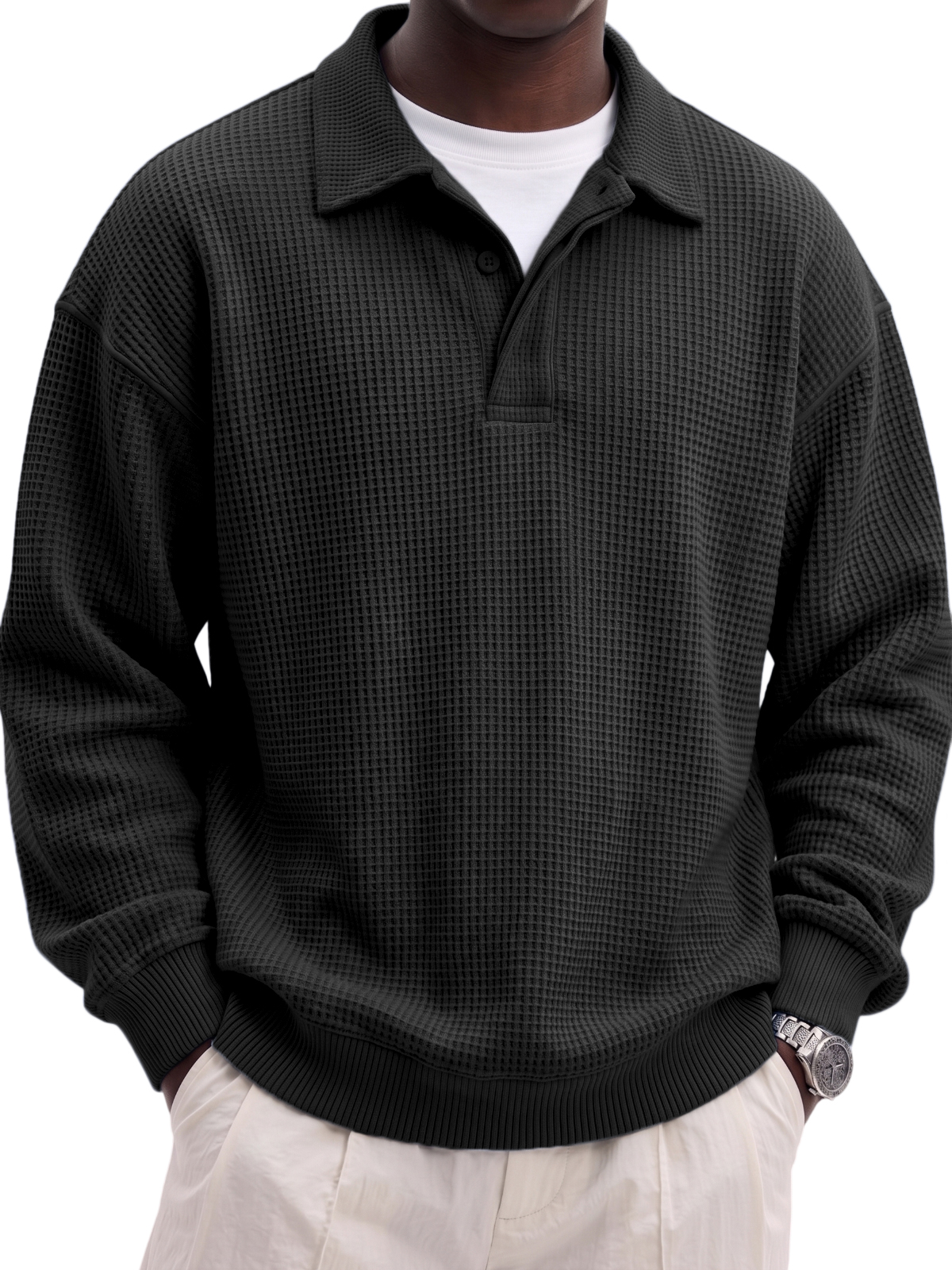 Urban Casual Waffle-Knit Polo Shirt