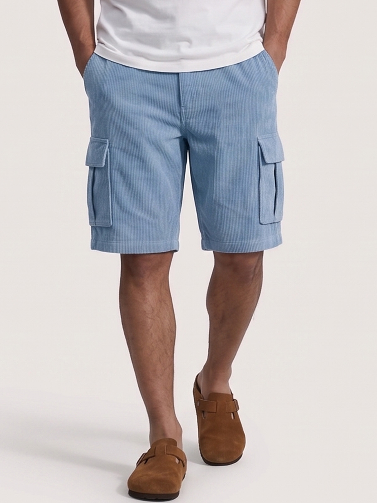 Practical Multi-Pocket Corduroy-Texture Work Shorts