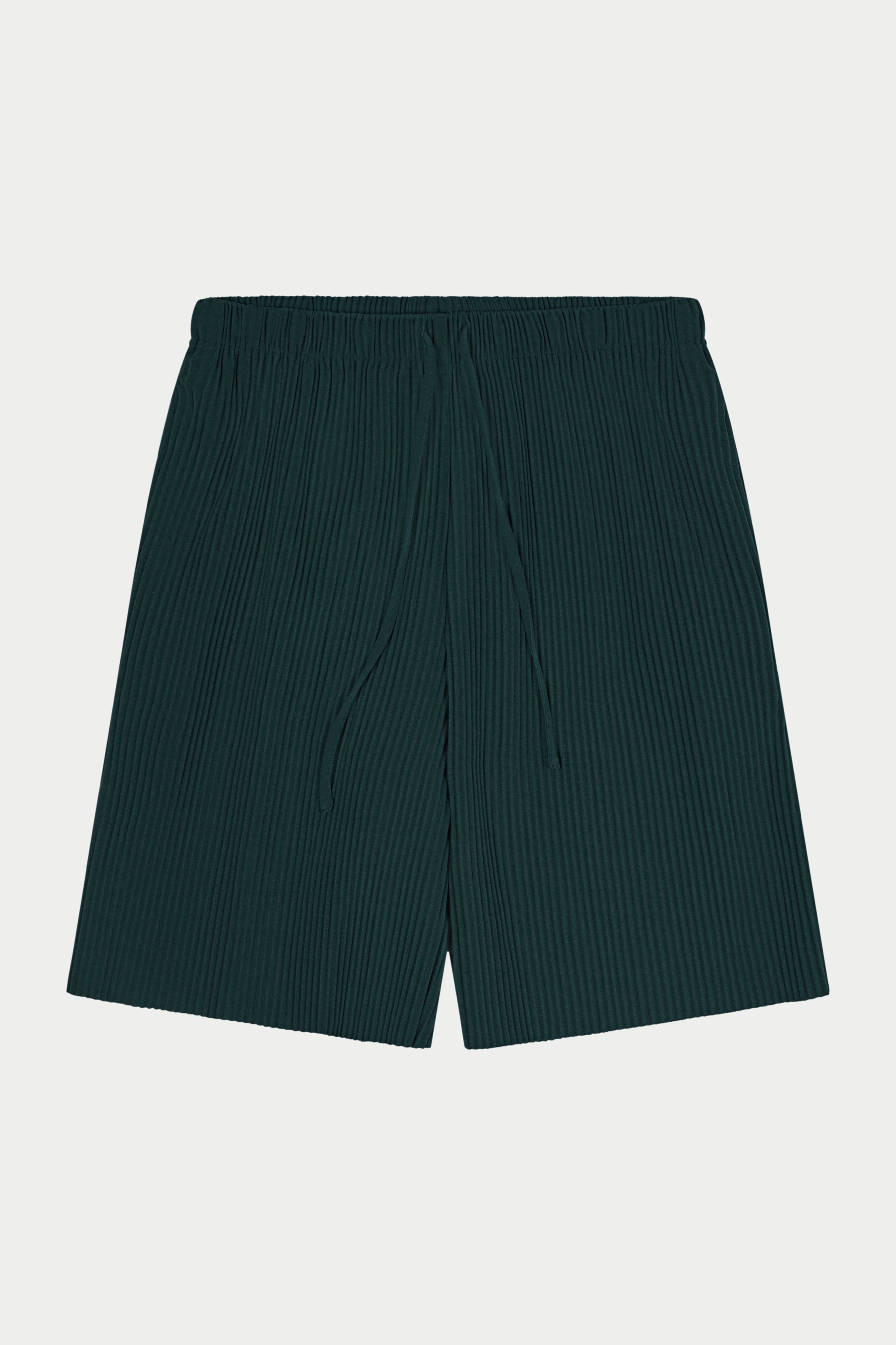 Pleated Vertical Striped Shorts - Forest Green