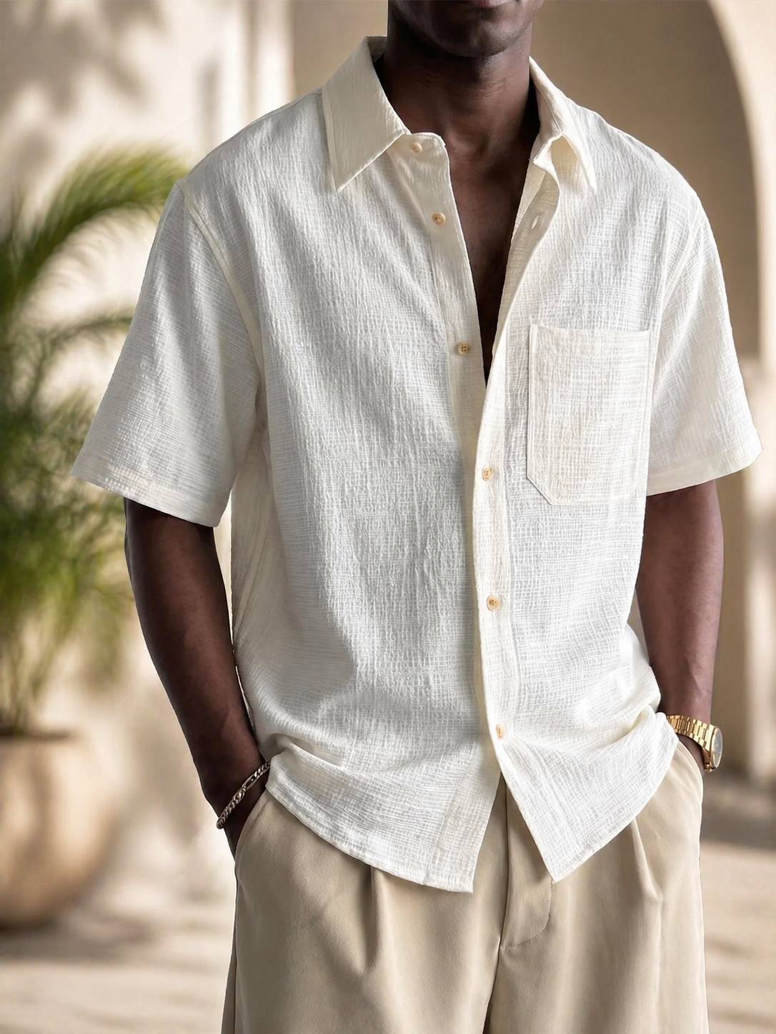 Men's Bamboo Linen Short-sleeved Shirt