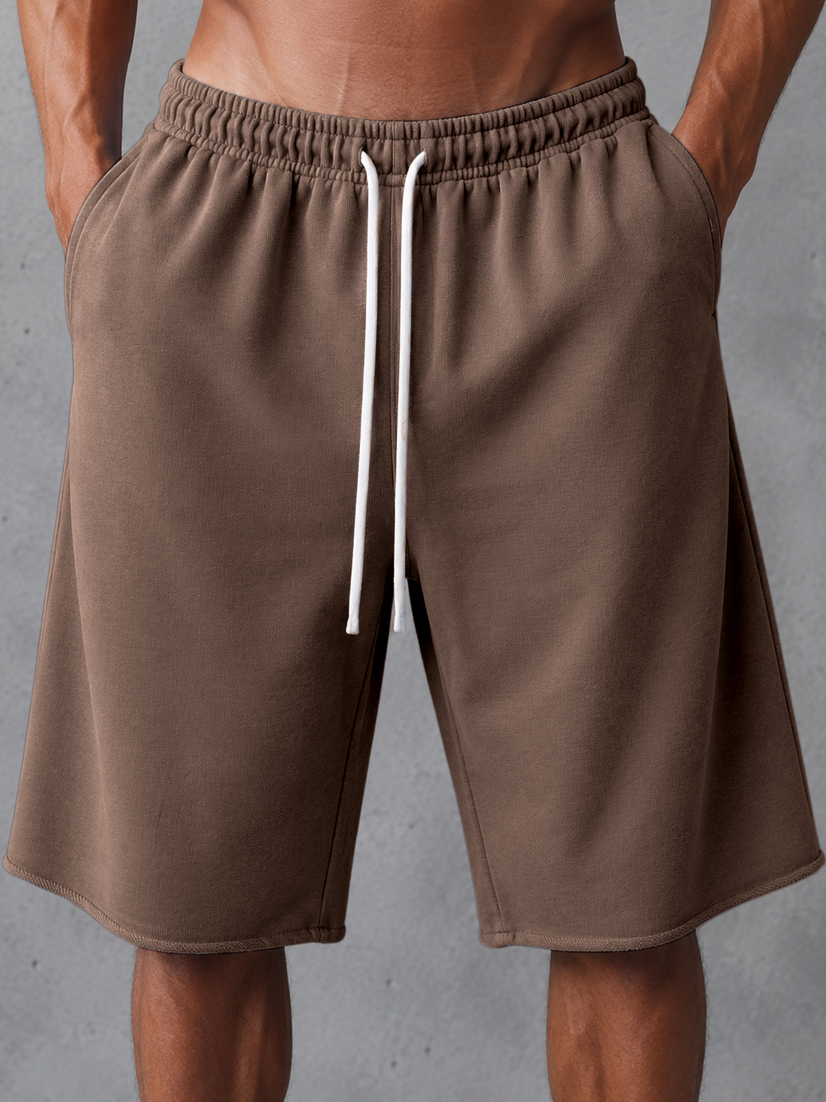 Heavyweight French Terry Cotton Drawstring Wide-Leg Shorts – Versatile Style