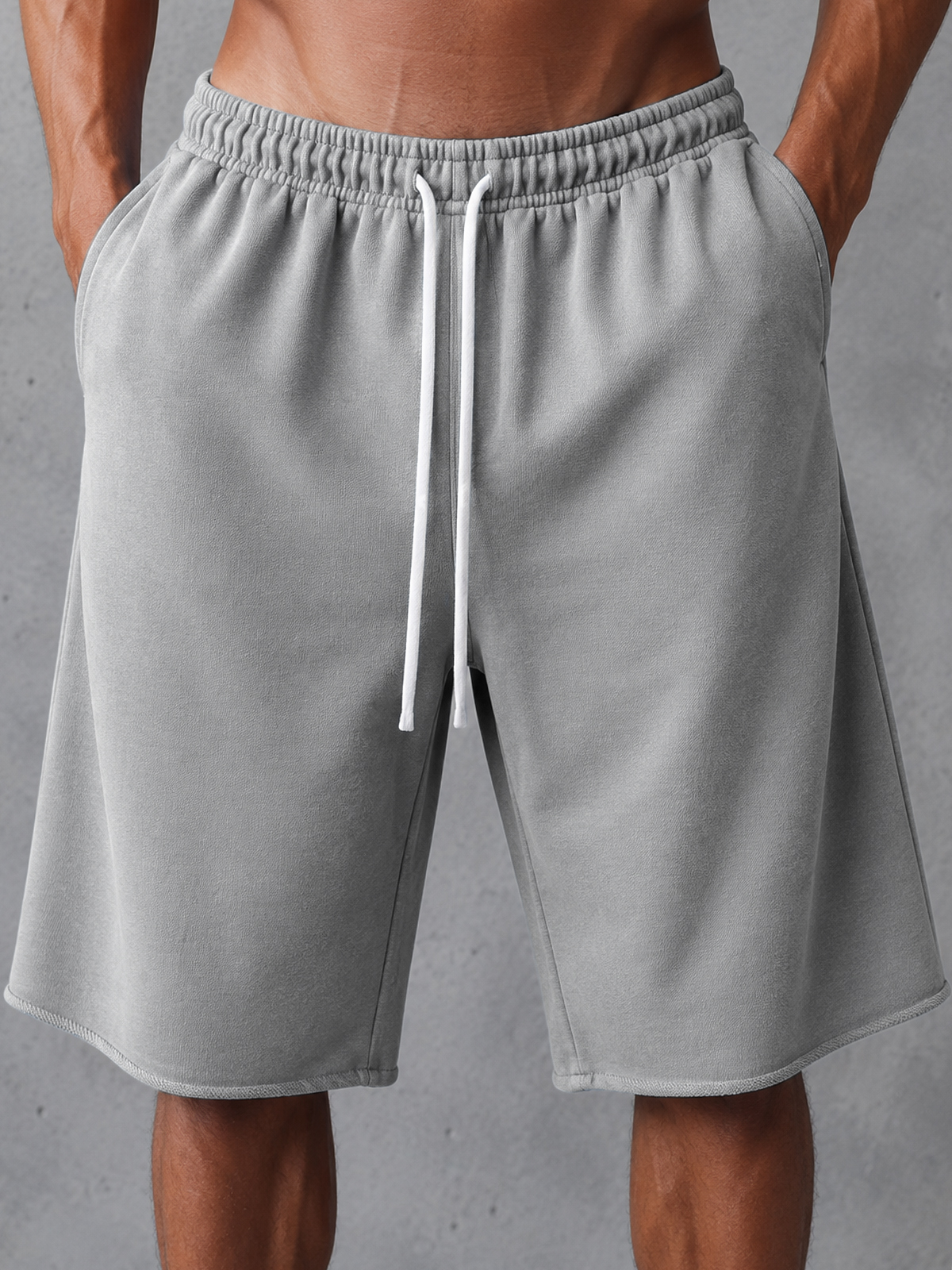 Heavyweight French Terry Cotton Drawstring Wide-Leg Shorts – Versatile Style