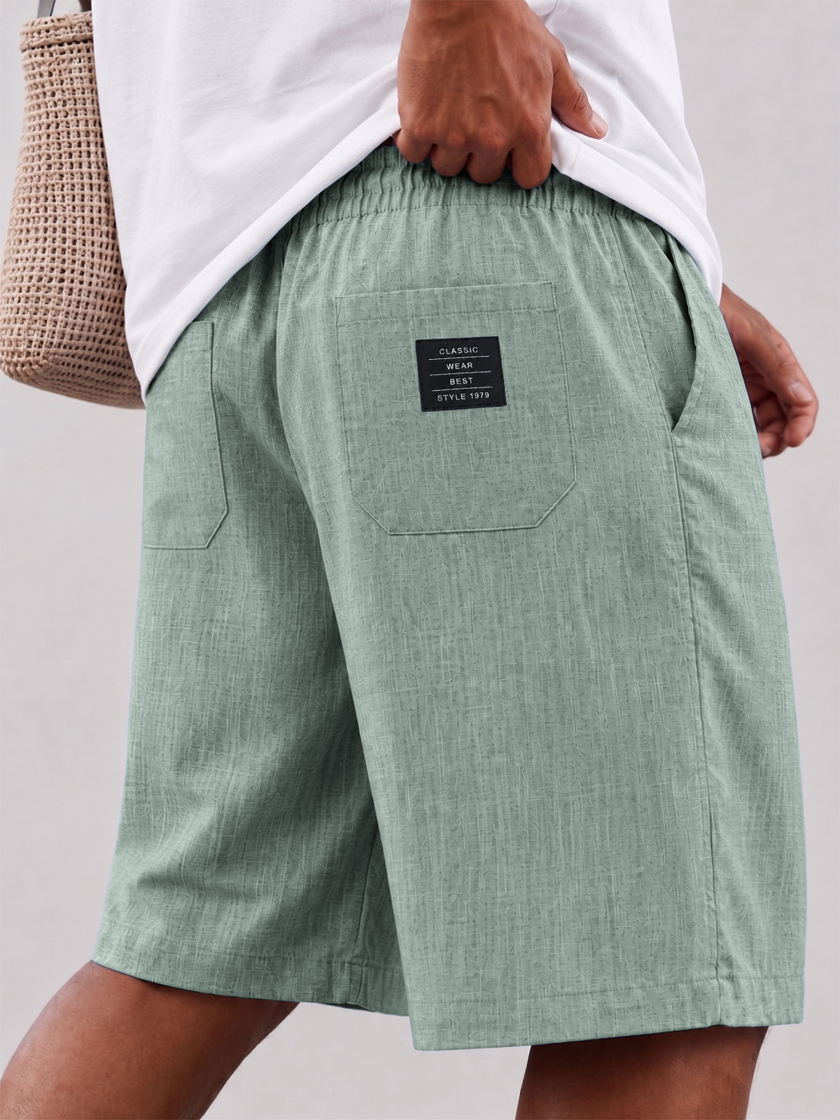 Breathable Hemp-Linen Blend Multi-Pocket Vacation-Style Shorts